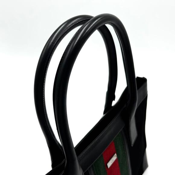 Authentic Gucci GG Vintage Ophidia Sherry Line Tote Bag Suede Black Purse - Picture 5 of 9